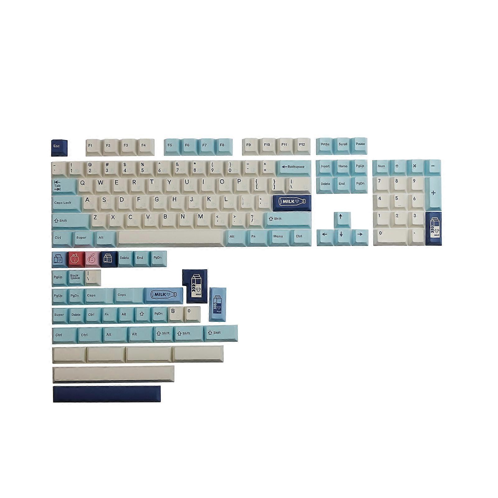 PBT Mechanical Keyboard Keycap Fruity Milk Keycaps 143 Dye Sub Keycaps English