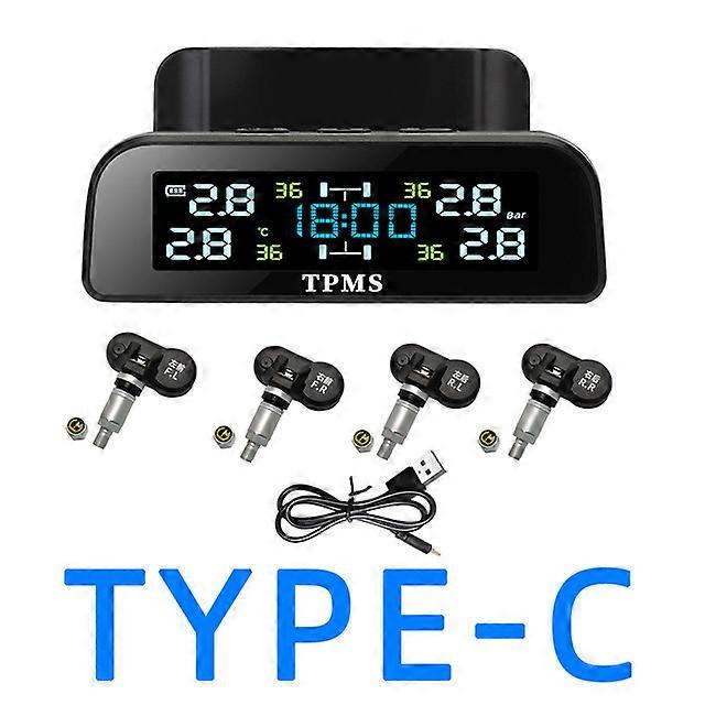 TPMS 4 Sensors Car Tire Pressure Alarm Monitor System Solar Smart Intelligent Warning Display Auto For Car SUV MPV