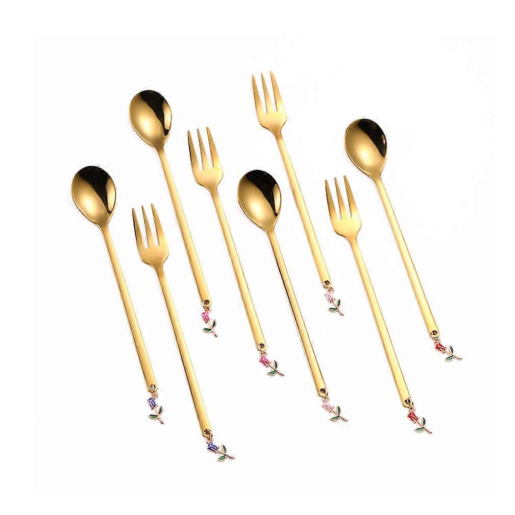 8pcs Cutlery Set Tableware Coffee Spoon Knife Fork Stainless Steel