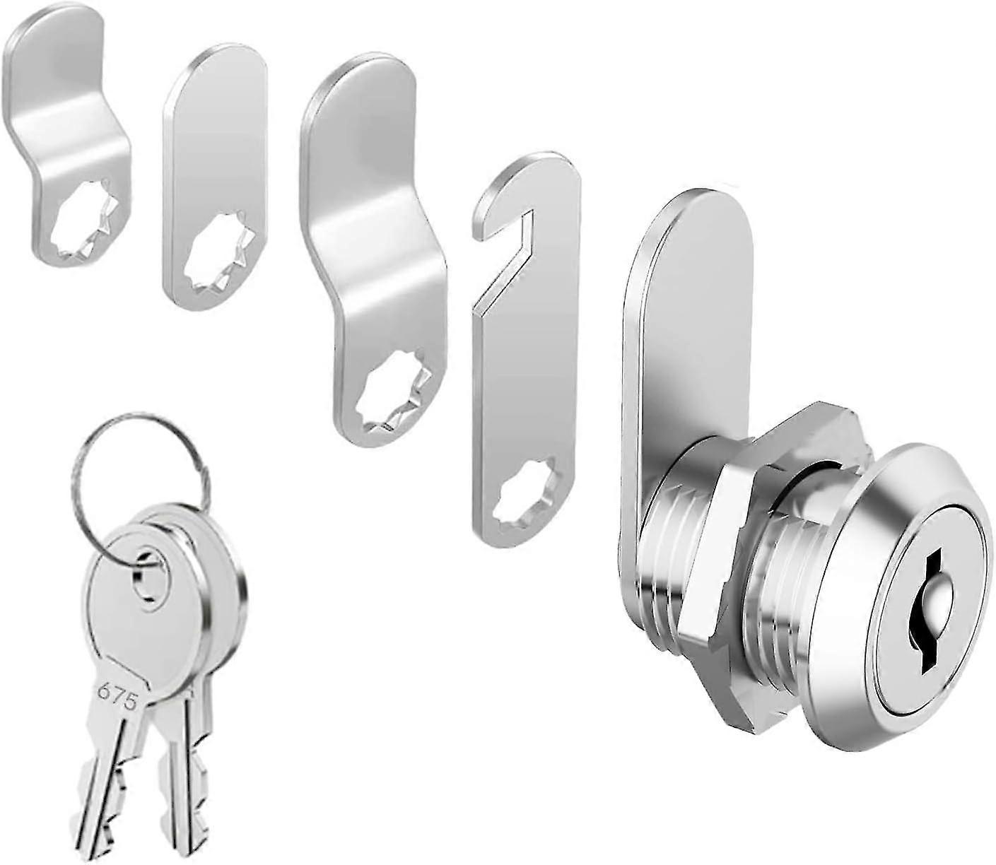 Cylinder 16mm Security Mailbox Lock With 5 Different Lock Plates And 2 Keys, Cabinet Cam Lock, Locker, Toolbox, Filing Cabinet