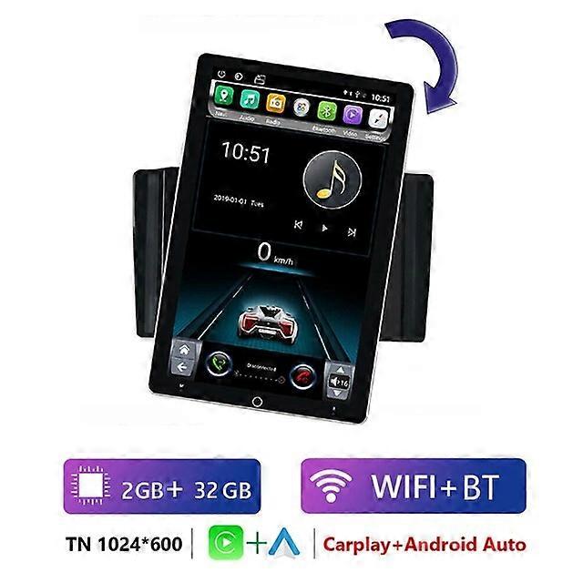10 Inch Double 2 Din Car Radio Android Carplay GPS Navigation Automatic Rotatable Multimedia Player Stereo Universal Head Unit