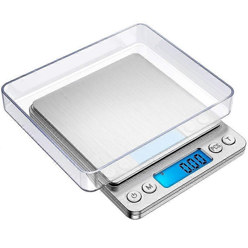 Precision Scale,500g/0.01g,0.01g,with Tare and Count Function,Backlit LCD Display (Silver)