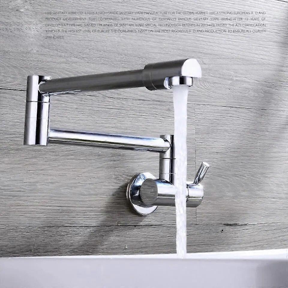 Fold-able Basin Faucet Kitchen Faucets Black/Chrome Brass Single Cold Wall Mounted Bathroom 360 Rotate Crane Universal Sink Tap