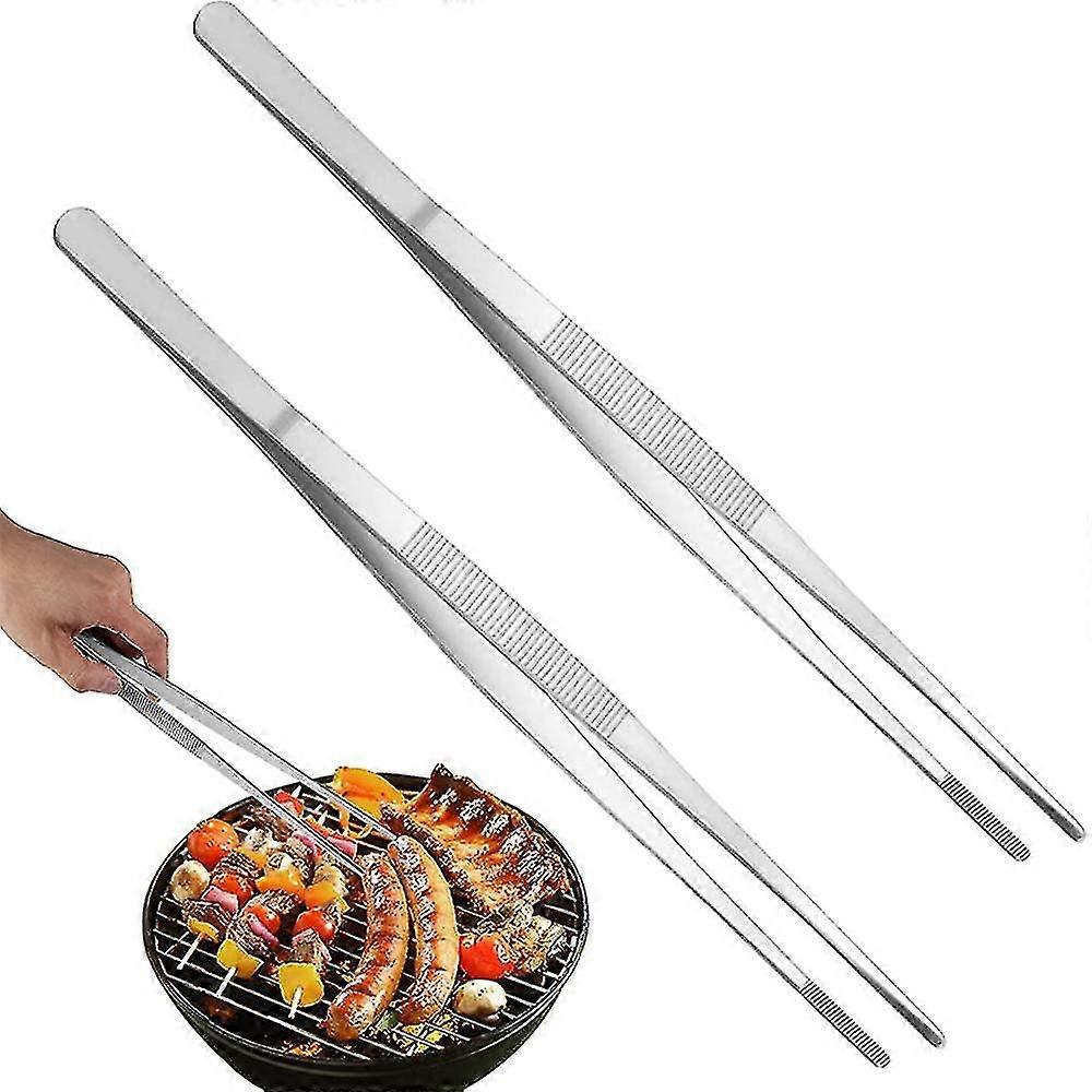 Pinça de aço inoxidável extralonga de 12 polegadas Tongs 2 Pcs Z