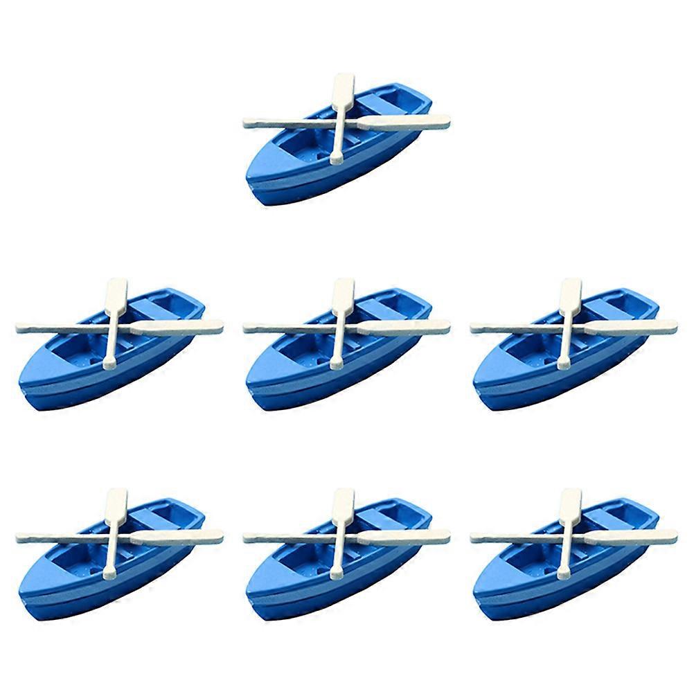 7 Set of Lovely Boat Model Mini Resin Boat Scene Creation Resin Boat with Paddles  Home Decoration