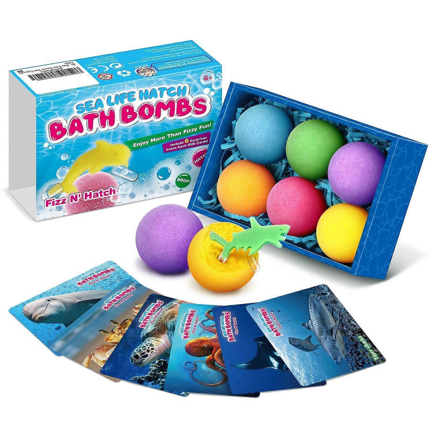 Bath Bomb Gift Set with Toys Inside,6 Pack Organic Bubble Bath Balls
