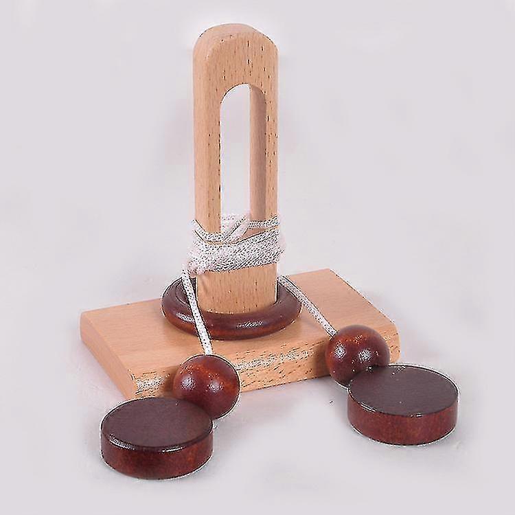 Two Pieces Brain Teaser Puzzle Wooden Threading Rope Loop Puzzle Luban Lock Brain Teaser Game Adult Kids Toy Puzzles For Adults