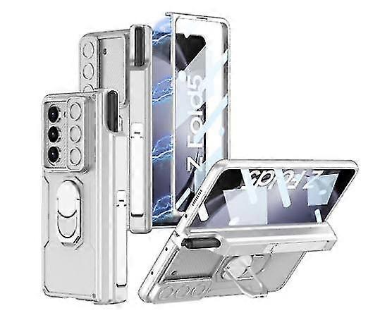 Z Fold 5 Case, Magnetic Hinge Case Compatible Samsung Galaxy Z Fold 5 With Screen Protector Pen Holder Ring Holder Slide Camera Cover