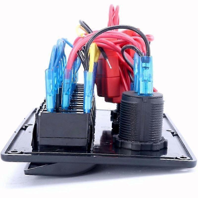 12v/24v vattentät 6-gångs brytarkontrollpanel röd LED-vippbrytare för bil, marin, båt, lastbil (1 st)