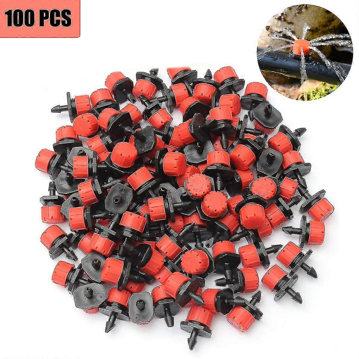 100 Pcs Plastic Adjustable Emitter Dripper Micro Drip Irrigation Sprinklers Watering System