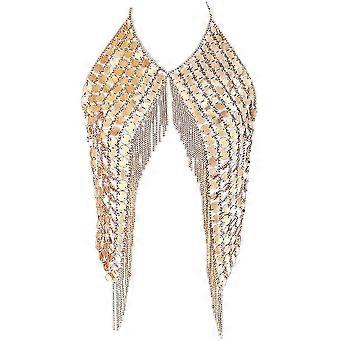 Pailletten Quasten Körperkette BH Bauch Tanz BH Rave Festival Party Beach Fashion Clubwear Accessoires für Frauen und Mädchen