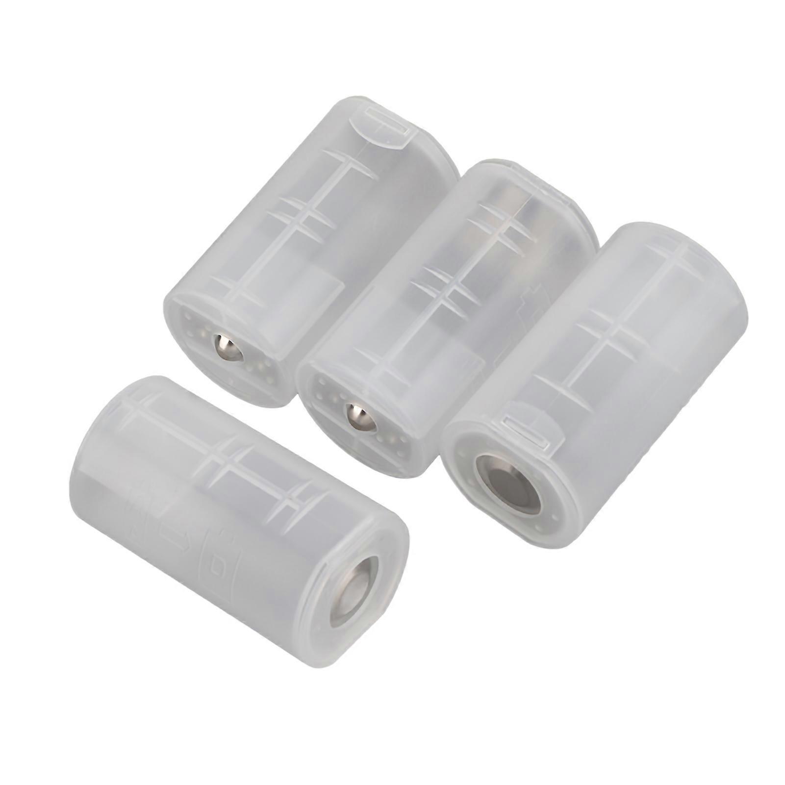 4pcs AA to Size D Battery Adapters Holder Switcher Converter Cases Box White