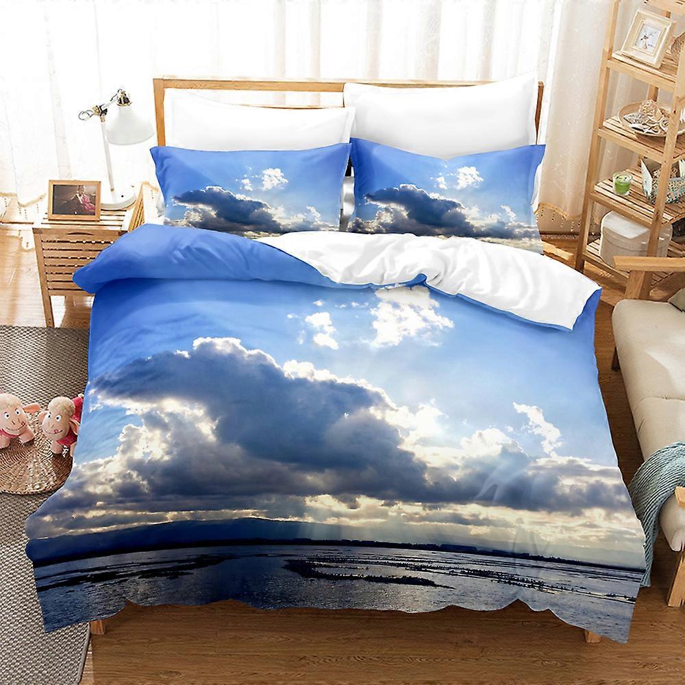 f286  Bed Sheets Sky with white clouds Bedding Set Single Twin Full Queen King Size Bed Set Aldult Kid Bedroom Duvetcover Sets 3D 3Bed Sheets Rt286