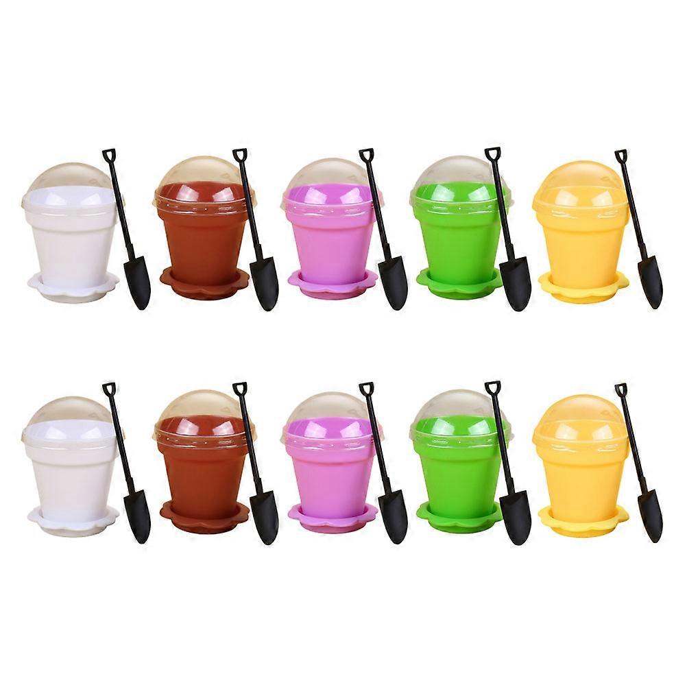 10 Sets Dessert Beverage Cups Plastic Dessert Visible Cups Small Flowerpots
