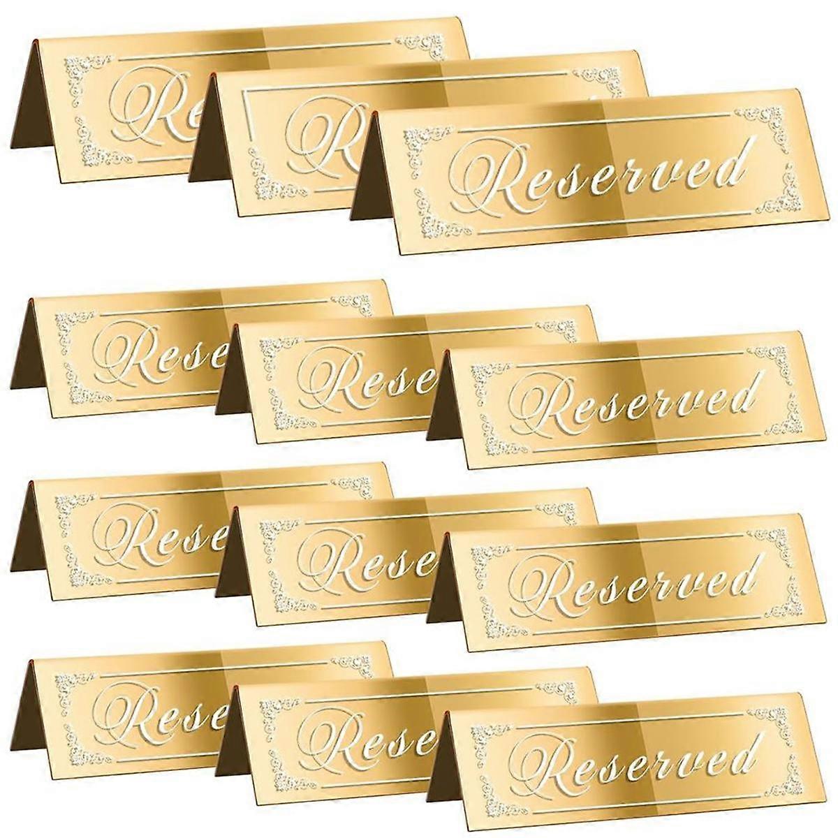 12PCS Reserved Table Signs, Gold Reserved Signs for Wedding, Acrylic Doubleside Reserved Seating Si