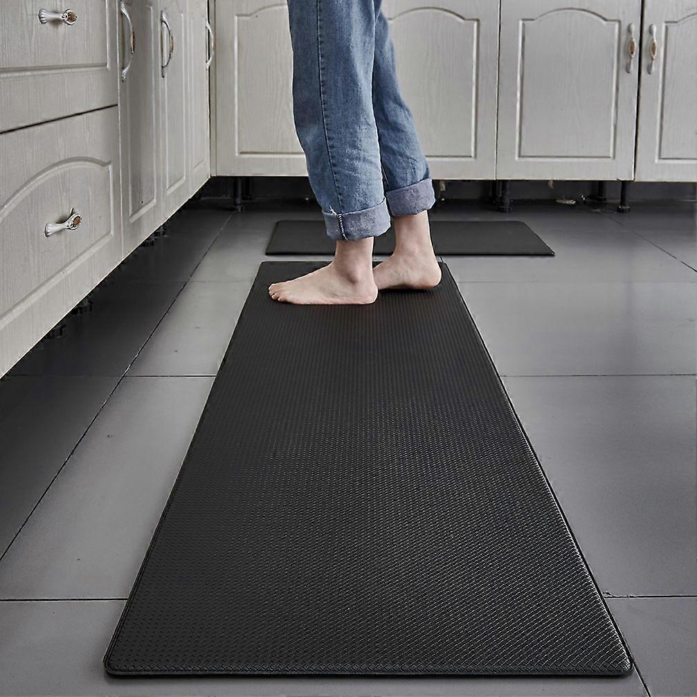 Pvc Leather Kitchen Mat - Elegant Black-45*120cm