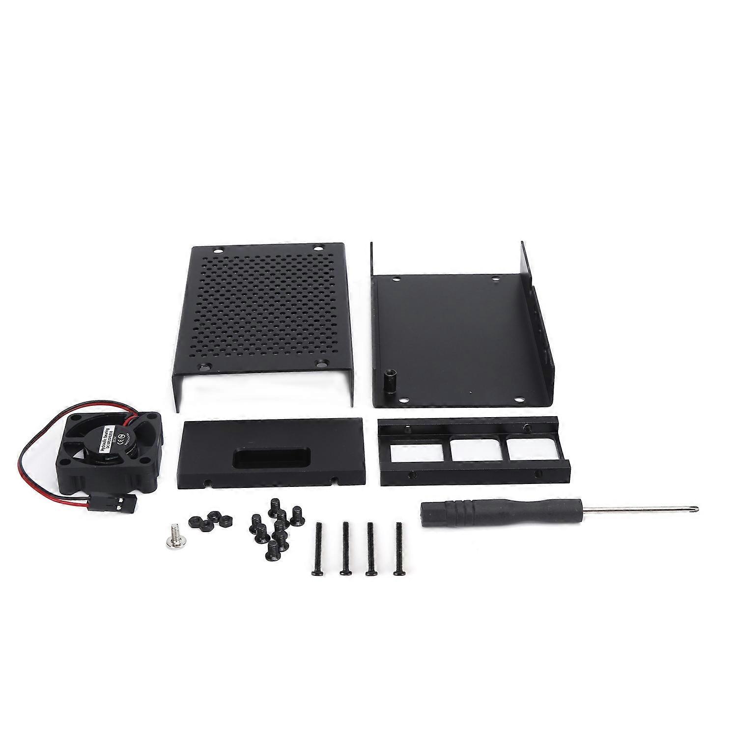 Aluminum Alloy Shell Protective Cooling Case with Heat Dissipation Fan for Raspberry Pi 3 B+