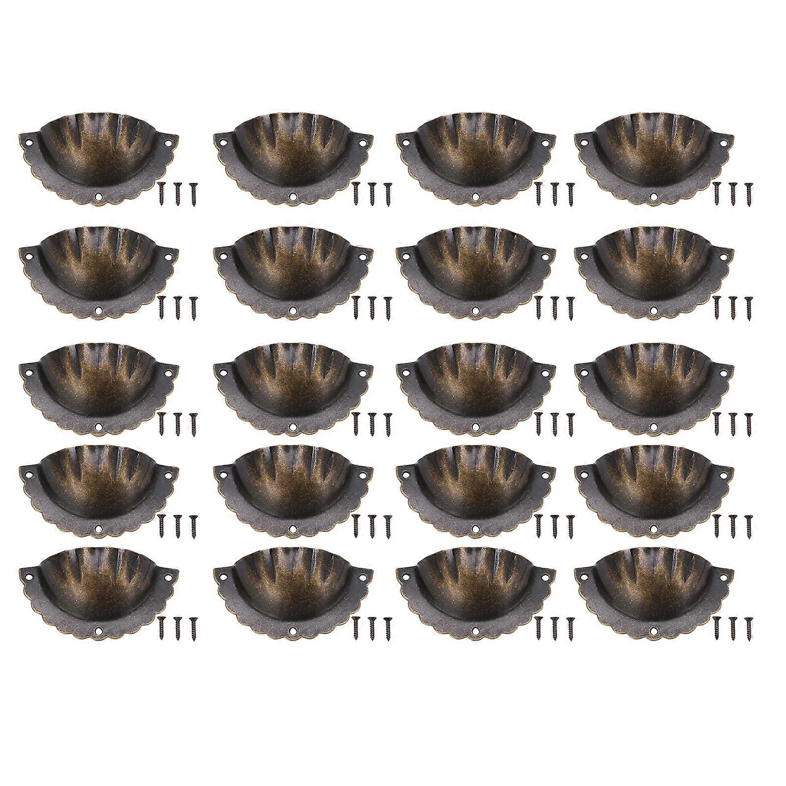 20Pcs Shell Shape Drawer Handles - Iron Material Retro Style for Furniture Cabinets