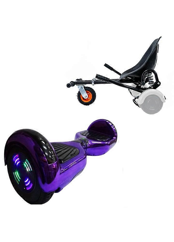 Hoverboard de 6,5 polegadas com suspensões Hoverkart, Regular Electropurple Junior, Faixa Padrão e Assento Preto com Conjunto de Suspensão Dupla, Smart Balance