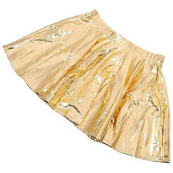 Gold Skirt Flared Pleated Skirt Pleated Golden Skirt Women Skirt Dancing Skirt Skating Skirt