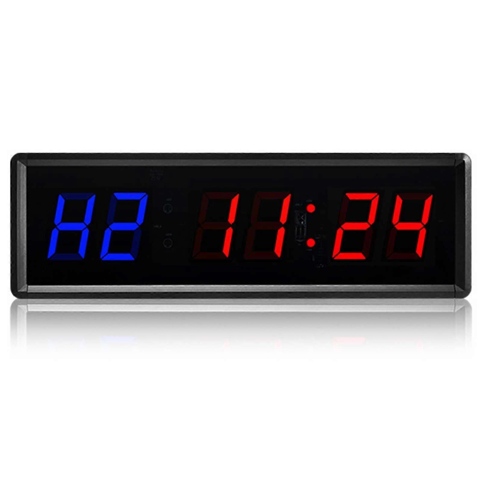 LED Fitness Timer with Remote 6 Digit LED Wall Digital Timer Stopwatch Clock for Game Training