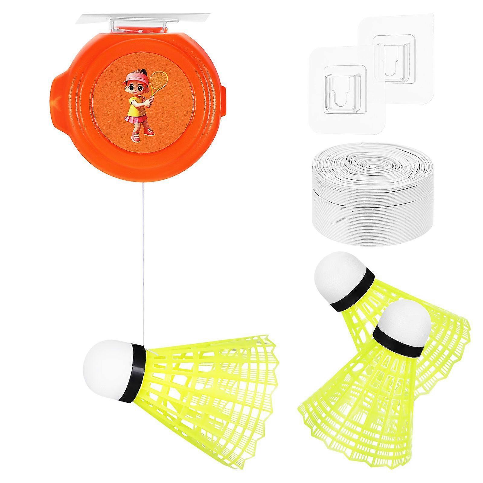 1 Set Badminton Rebound Trainer Ball Indoor Single Player Badminton Training Device Ceiling Mount Corded Rebound Shuttlecock