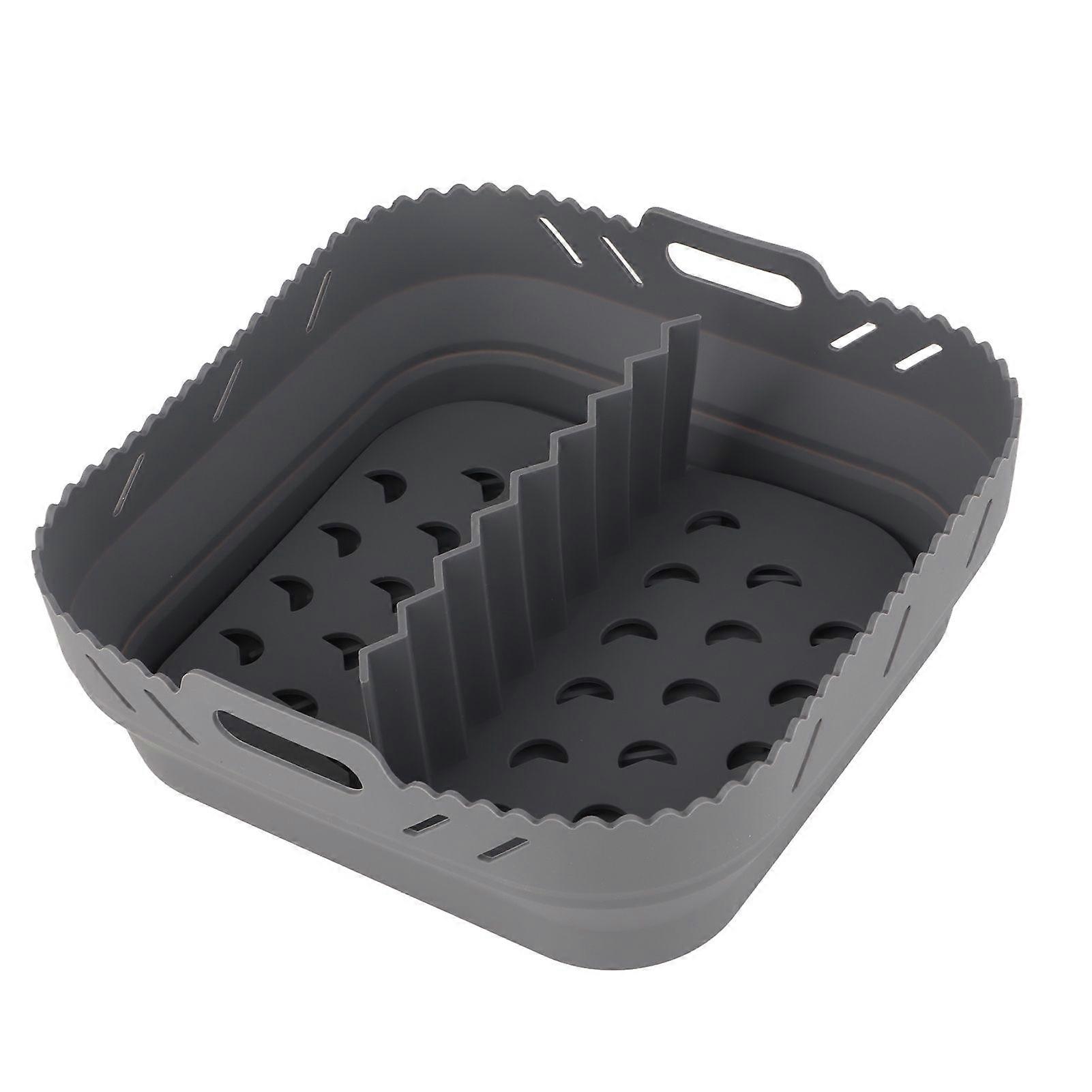 Heißluftfritteuse Zubehör Quadratische Heißluftfritteuse Backform mit Silikonmatte Heißluftfritteuse Silikon-Backform, Grau