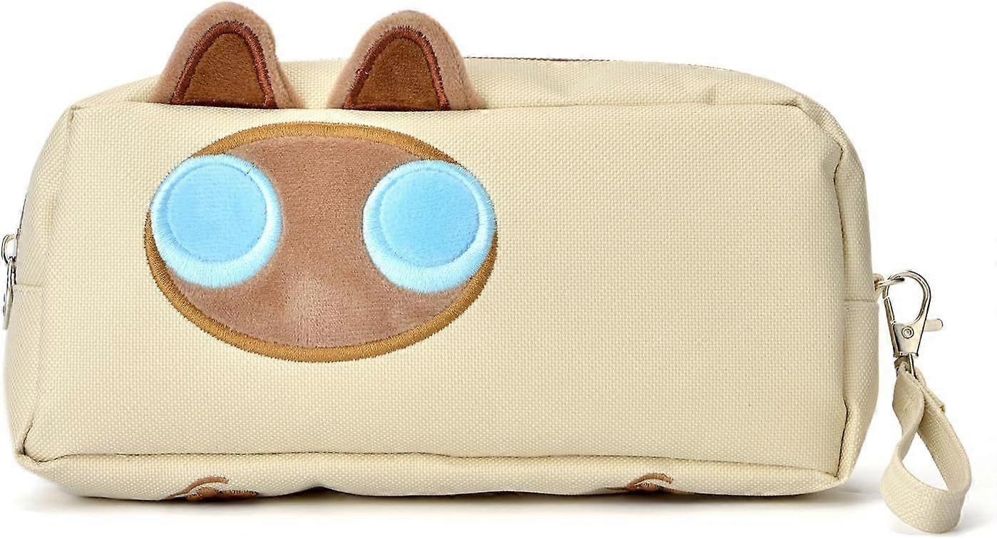 Hongdian سعة كبيرة مقلمة مقلمة تان اللون ، 3D القط القلم حقائب قلم رصاص الحقيبة المنظم لمكتب كلية القرطاسية المدرسية