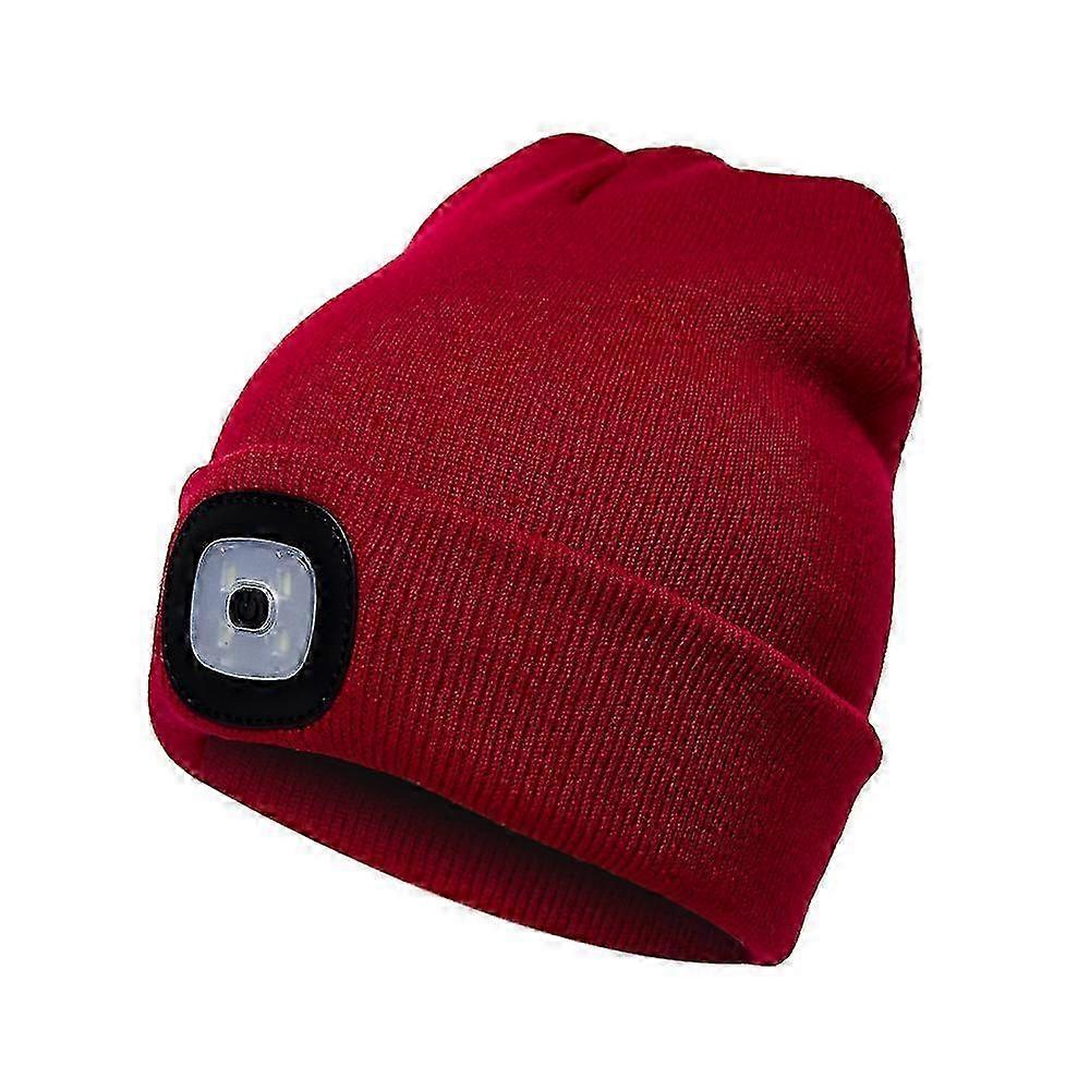 Lighted Beanie Cap Rechargeable Running Hat Ultra Bright 4 Led Waterproof Headlamp