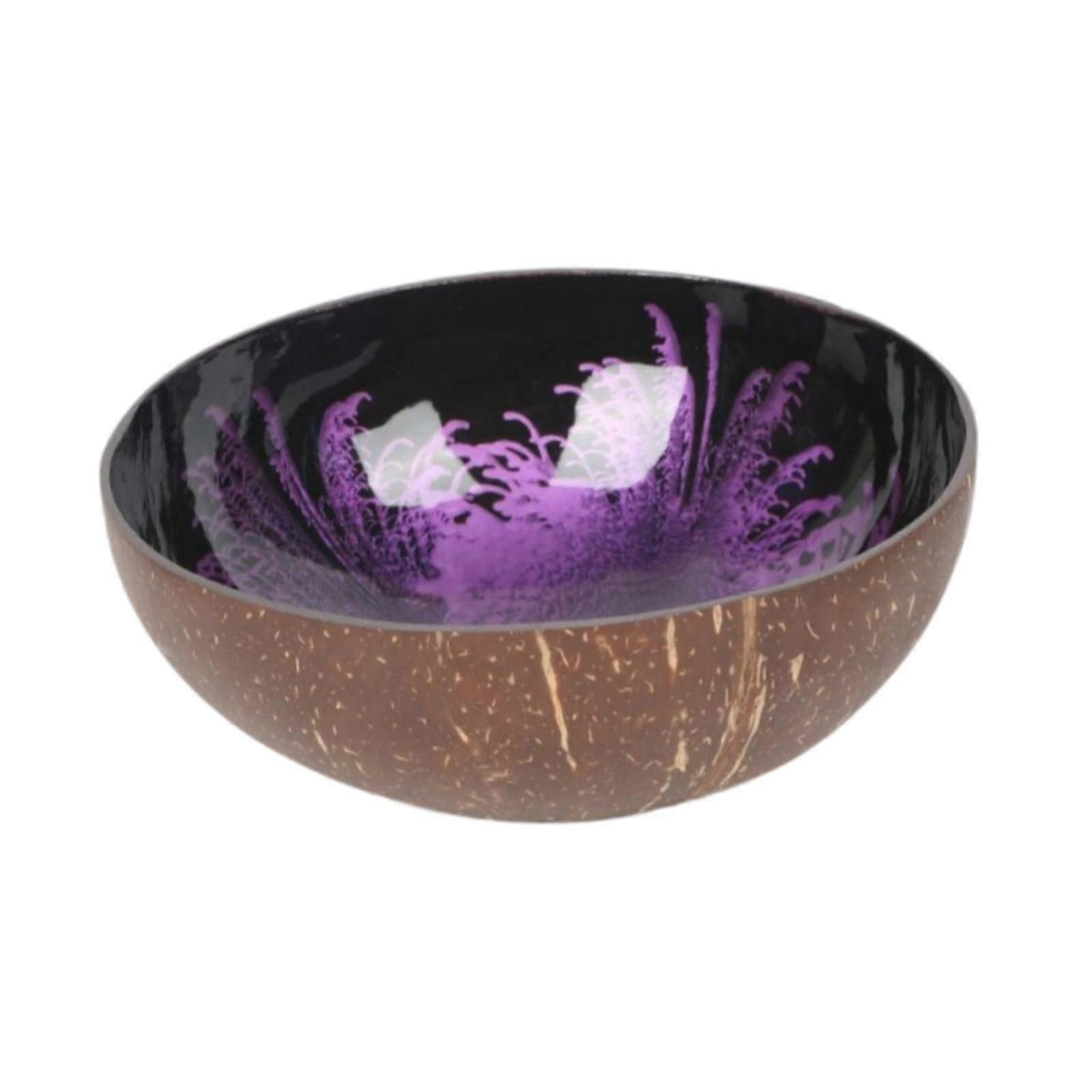 Coconut Bowl Round Handcrafted Container for Candy Entryway Table Dry Snacks violet