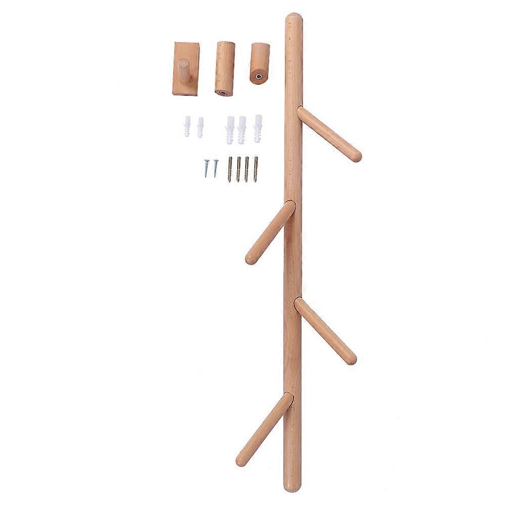 Wall Mount Rack DIY Beech Keys Rack Coat Hooks Hanger Clothes Tree Organizer Tool