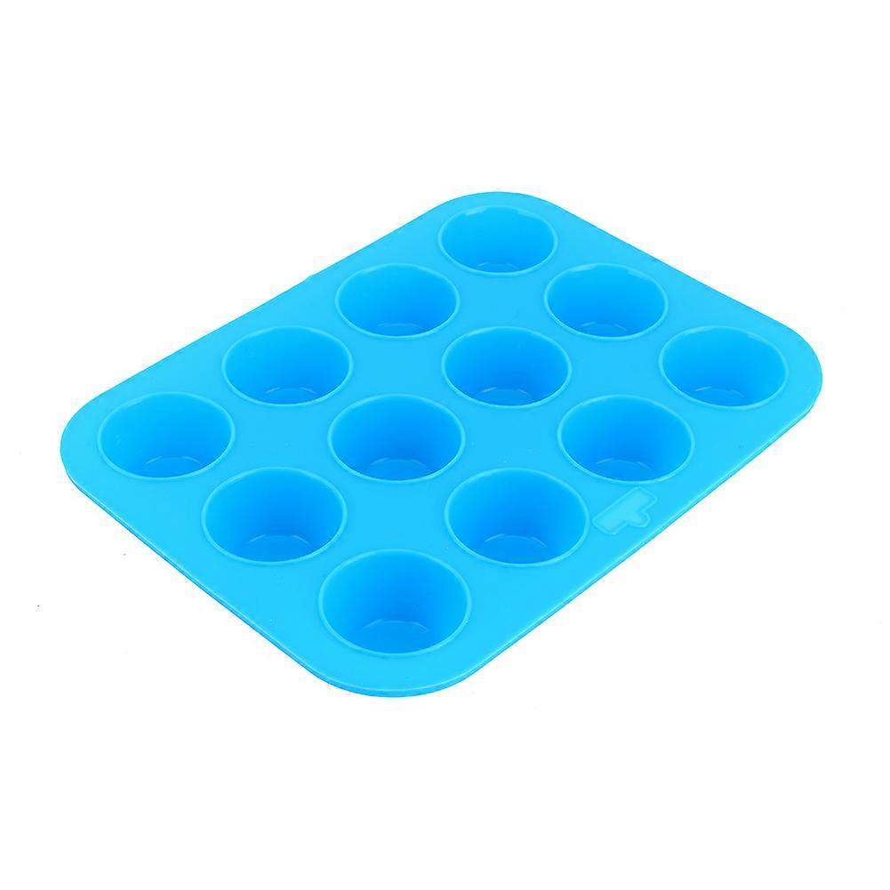 Silicone Muffin Molds Set of 12, Non-Stick Round Pudding Bakeware Cup Cake Pan, Flexible Baking Tray for Easy Release