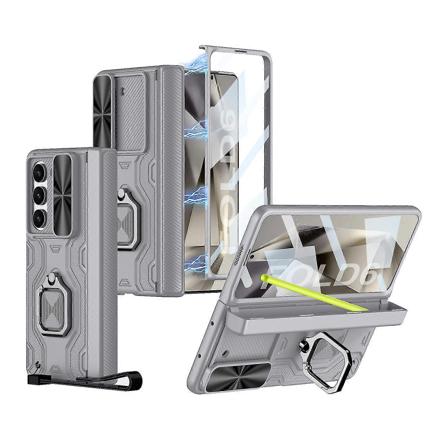 Samsung Galaxy Z Fold6 Slim Armor Case with S Pen Holder, Built-in Screen Protector & Slide Camera Cover