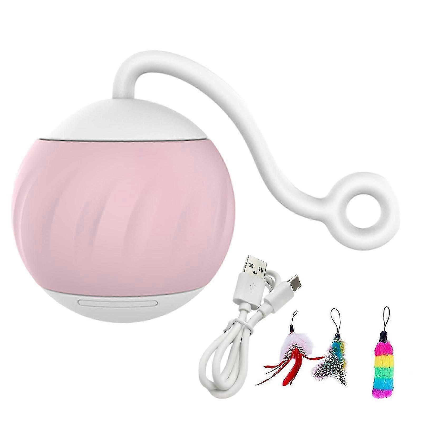 6pcs/set Automatic Ball Interactive Cat Toy With Feather Pet For Boredom Playing