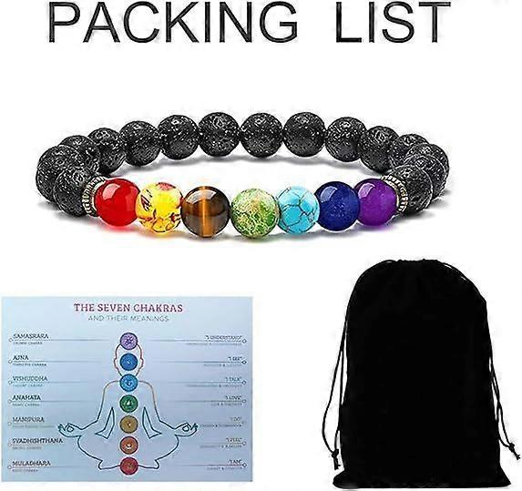 チャクラブレスレット、ビーズ天然溶岩石ブレスレット不安ブレスレット、ヨガビーズブレスレットクリスタルブレスレット女性と男性タイプ5