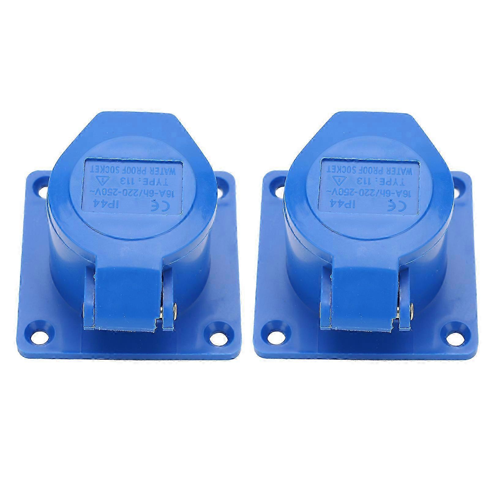 2Pcs Industrial Power Socket SinglePhase 3Pin ExplosionProof Waterproof 16A 3 Hole 220250V