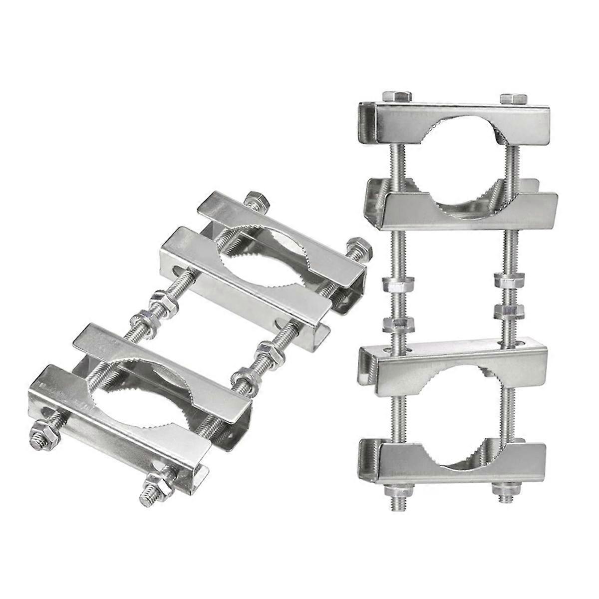 Double Antenna Mast Clamp Kit V Jaw Block to Mast Clamp Mounting Bracket Holder for TV CB Ham Flag Post