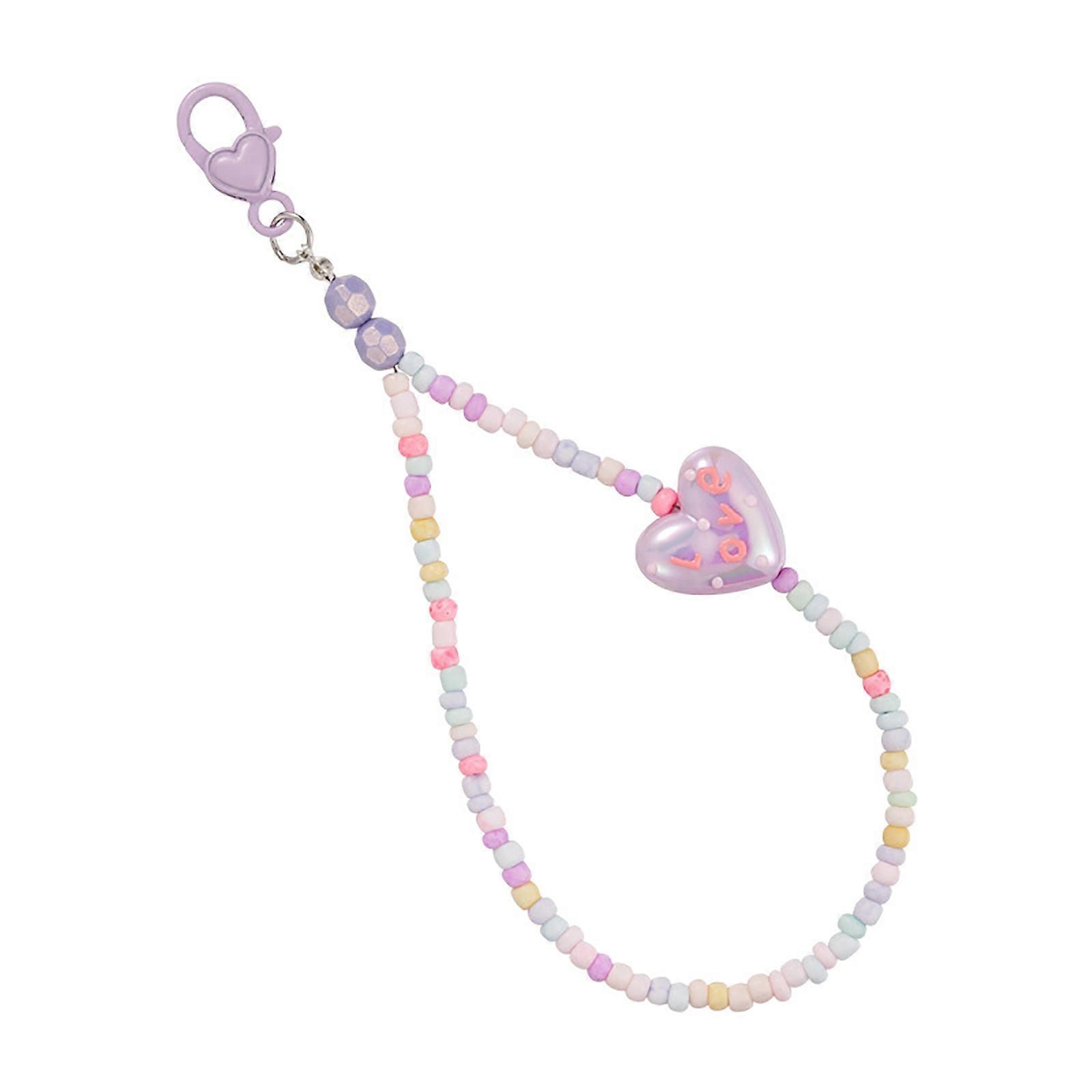 Resin Cube Heart Butterfly Keychain Anti-lost Chain Candy Color Beaded Pendant Keys Hanging Charm Bag Decoration Lanyard