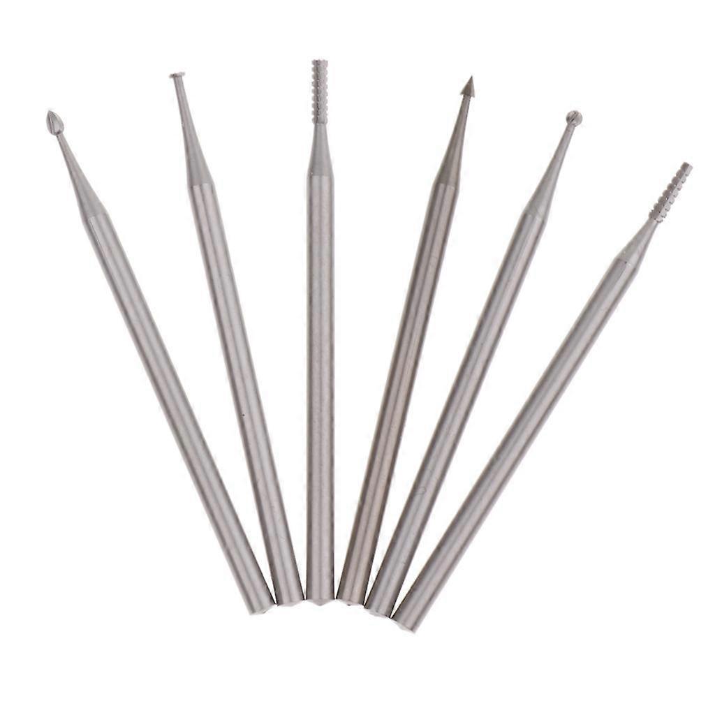 6 stykker roterende gratbits fræser gravering polering slibeværktøj