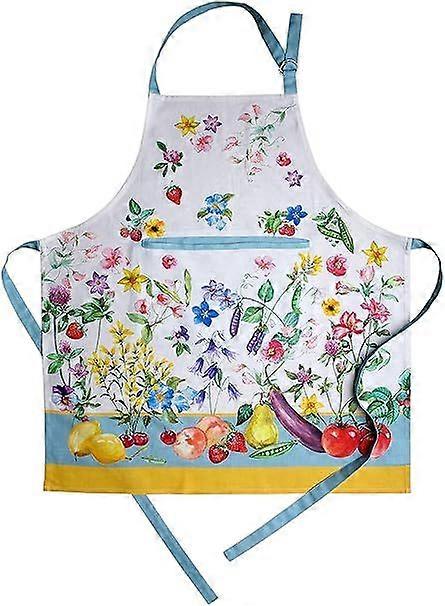 Apron 100% cotton Easter apron with adjustable neck and hidden centre pocket, Spring/Summer (70cm x 85cm)