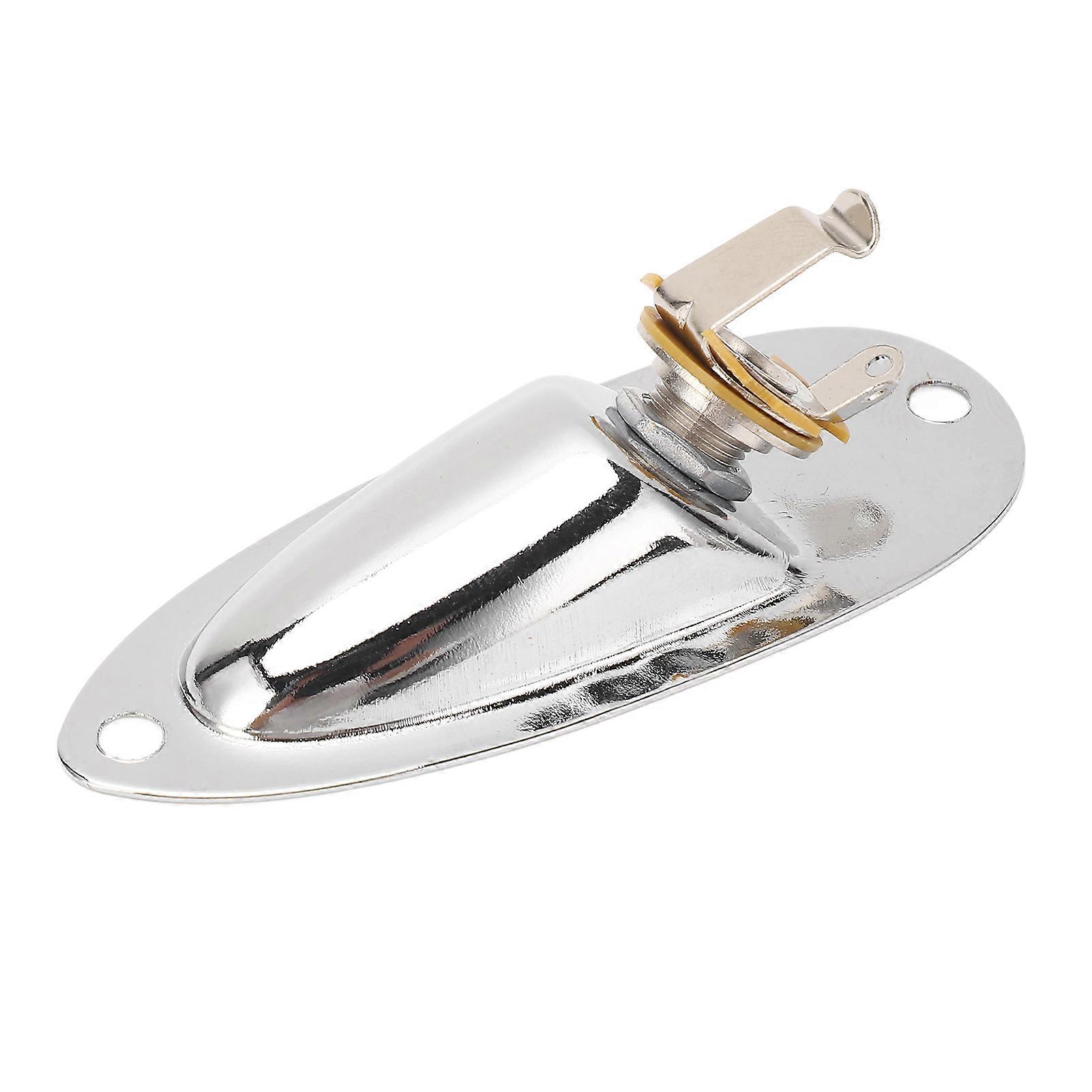 Guitar Input Jack Boat Style 6.35mm Metal Electric Guitar Input Output Socket with 2 String Fixators GT50 Silver 