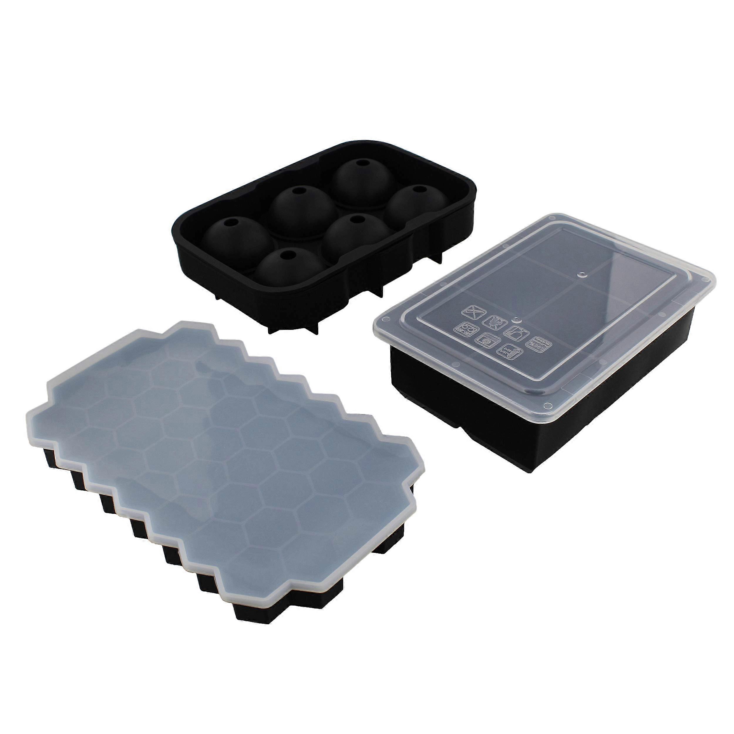 3 pack black ice cube mold for cubes and spheres