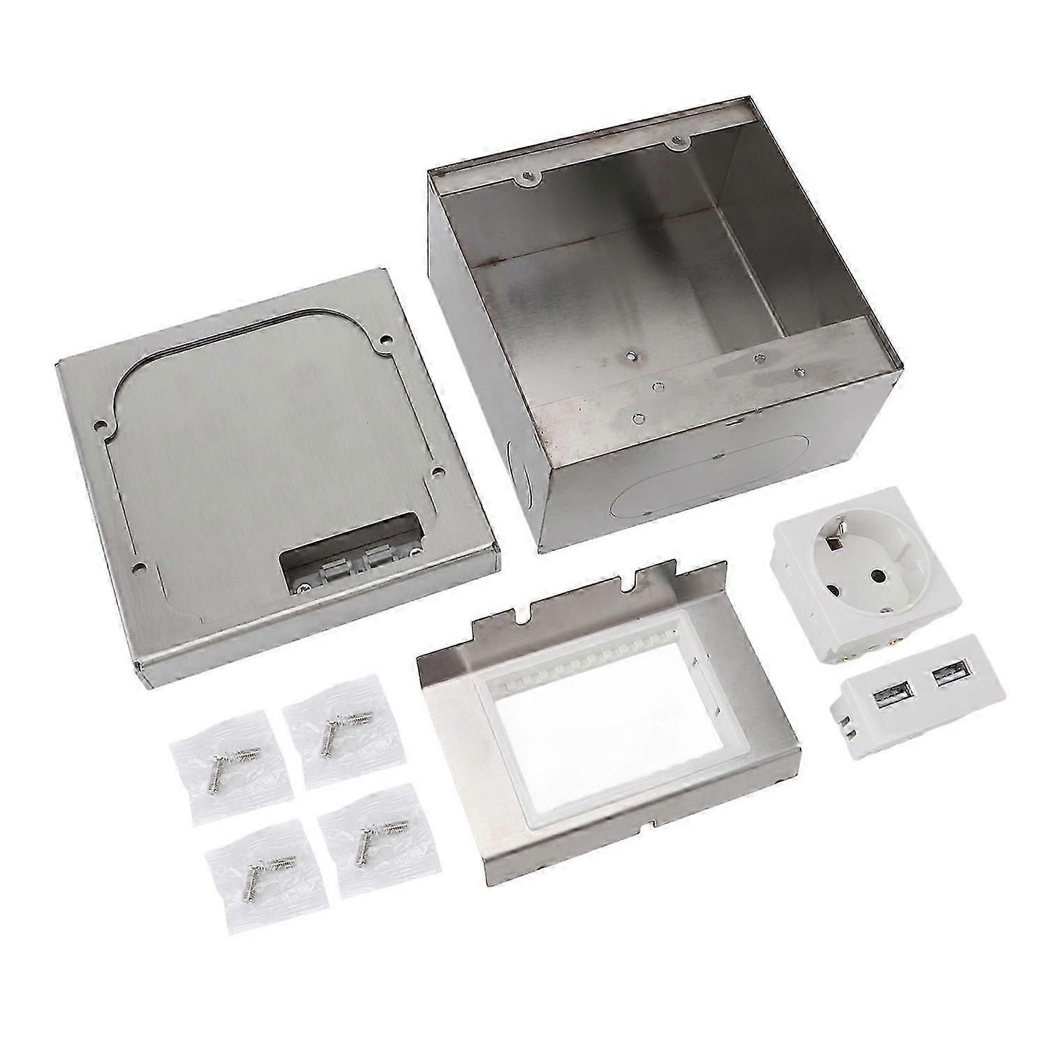 Recessed Floor Box Outlet Stainless Steel Floor Hidden Socket Kit Embedded IP44 Waterproof