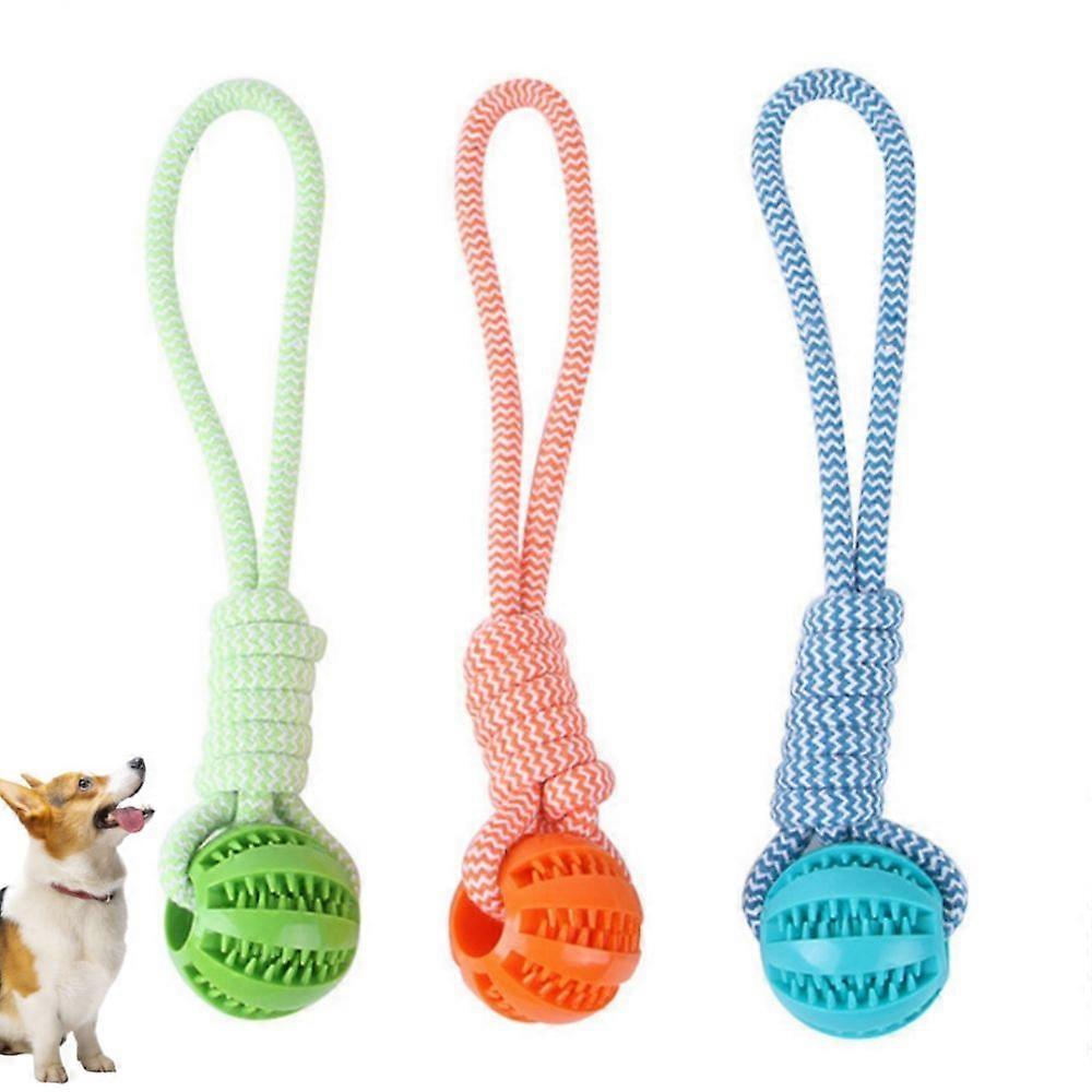 Interactive Chew Toy for Dogs - Treat Dispenser Ball with Dental Care Rope, TPR Teeth Cleaning Puppy Toy for Aggressive Chewers