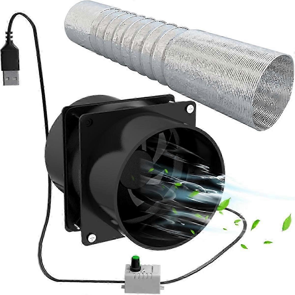 Portable Extractor Fan with 10ft Duct Hose USB Adjustable