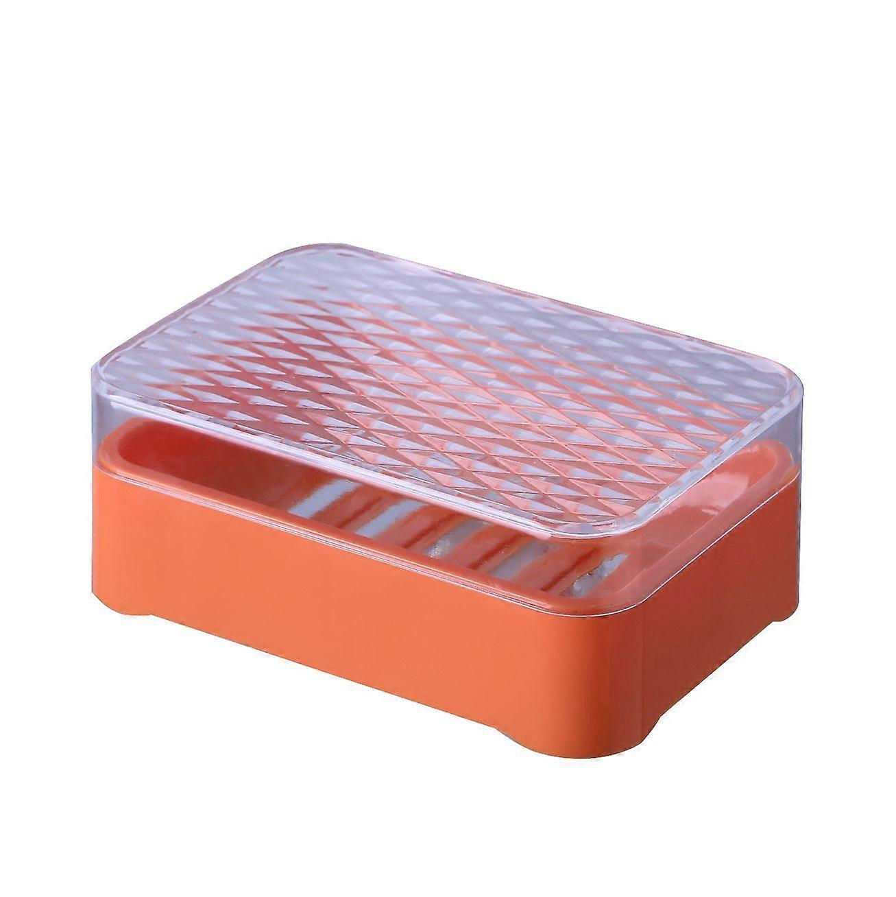 2pcs Orange Soap box with lid, bathroom soap box, drainer soap box