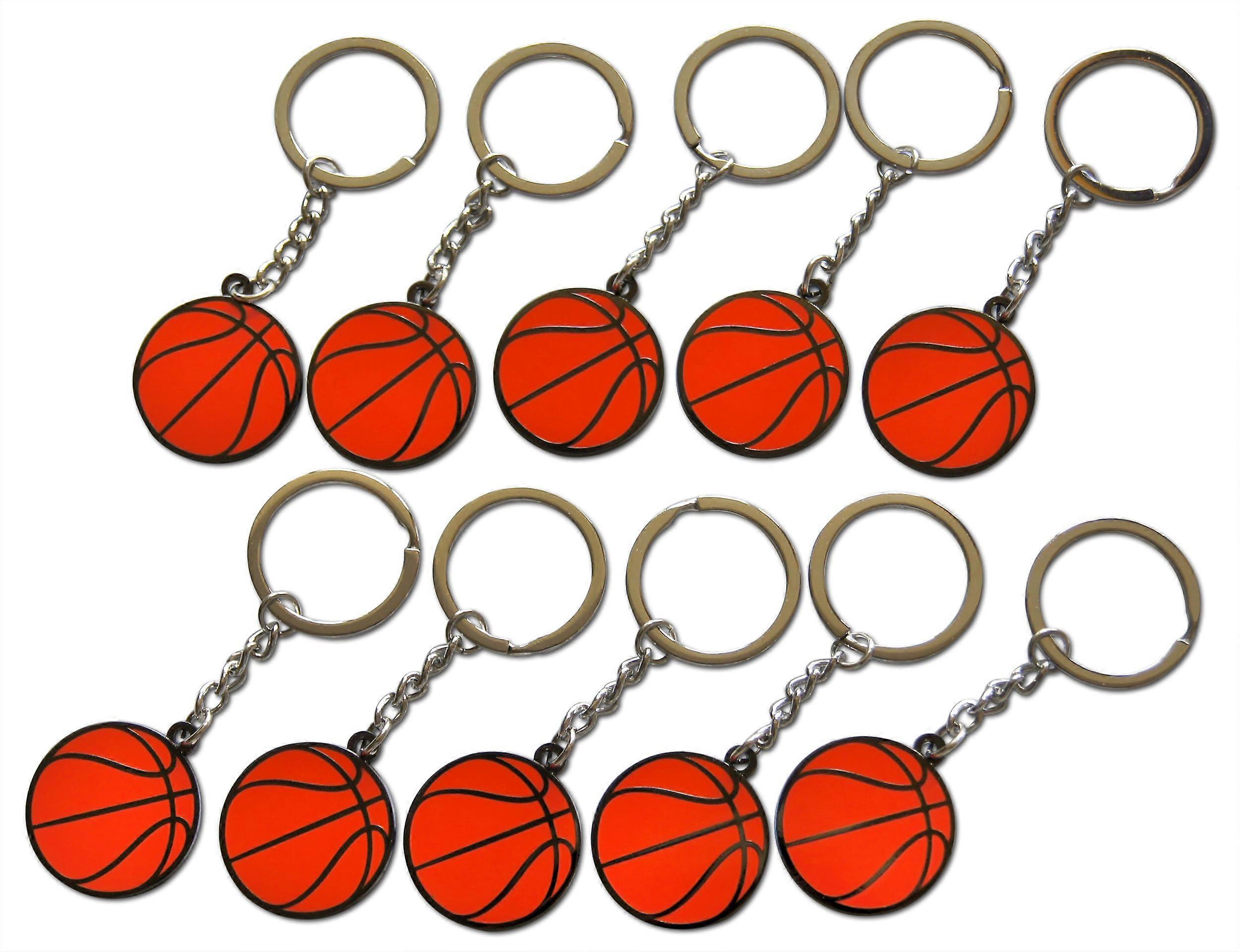 Basketball Sports Enamel Keychain With Key Ring, 1.5-Inch Pendant, Enamel Finish, Silver Tone Metal, Team Colors