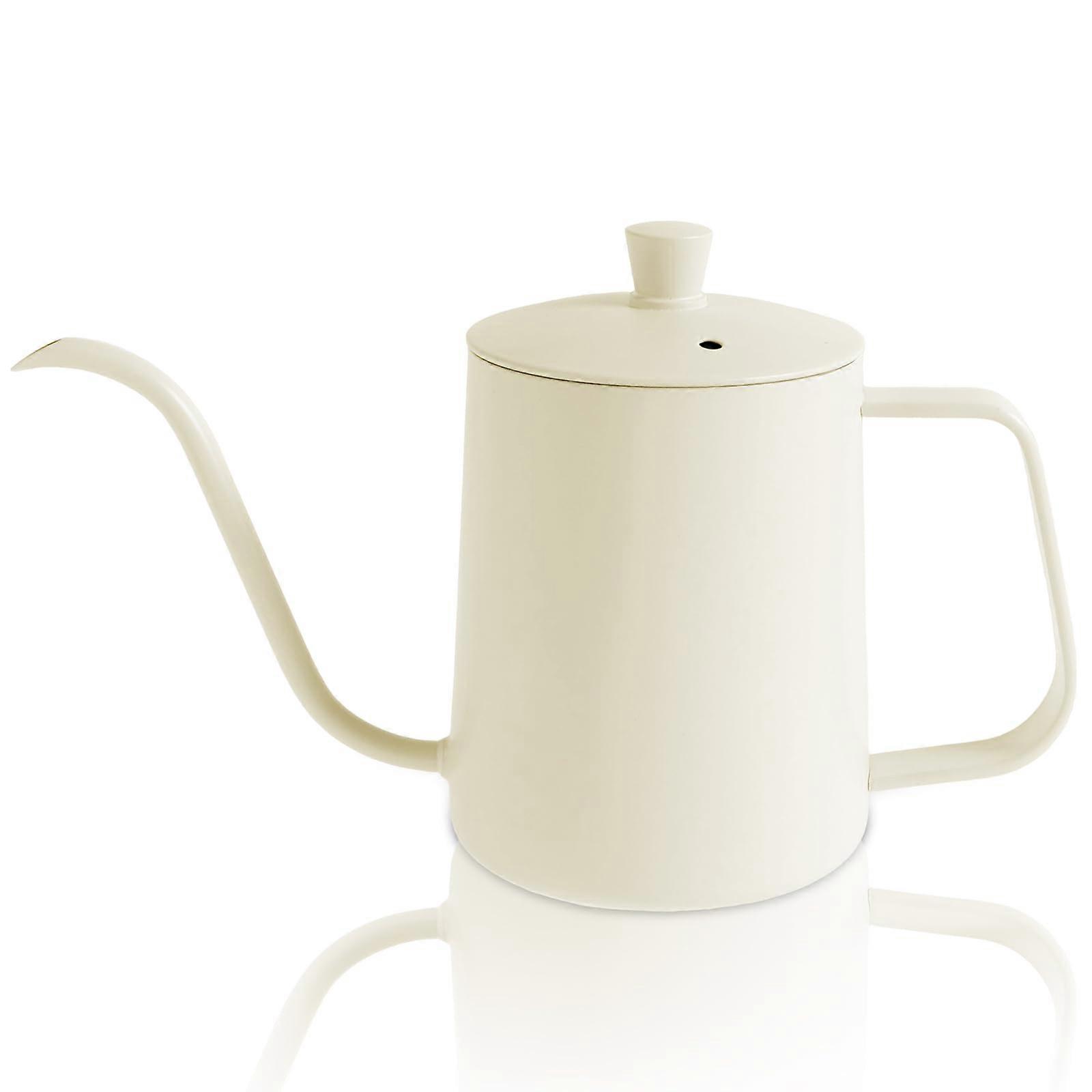 Small Gooseneck Kettle White 12 Oz, Narrow Long Spout Pour Over Kettle, 350ml Stainless Steel