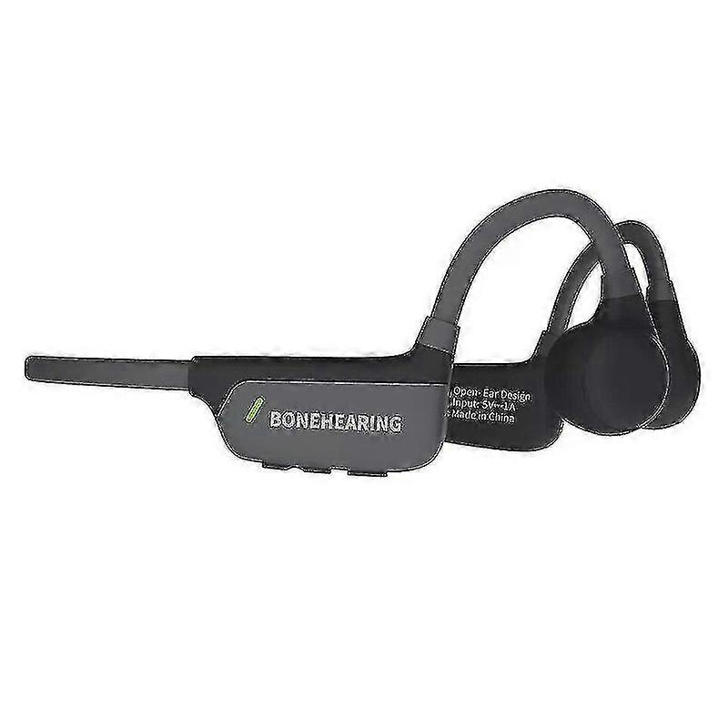 Aide auditive Bluetooth Casque à conduction osseuse rechargeable à réduction de bruit pour les personnes âgées Aide auditive pour perte auditive légère F--black
