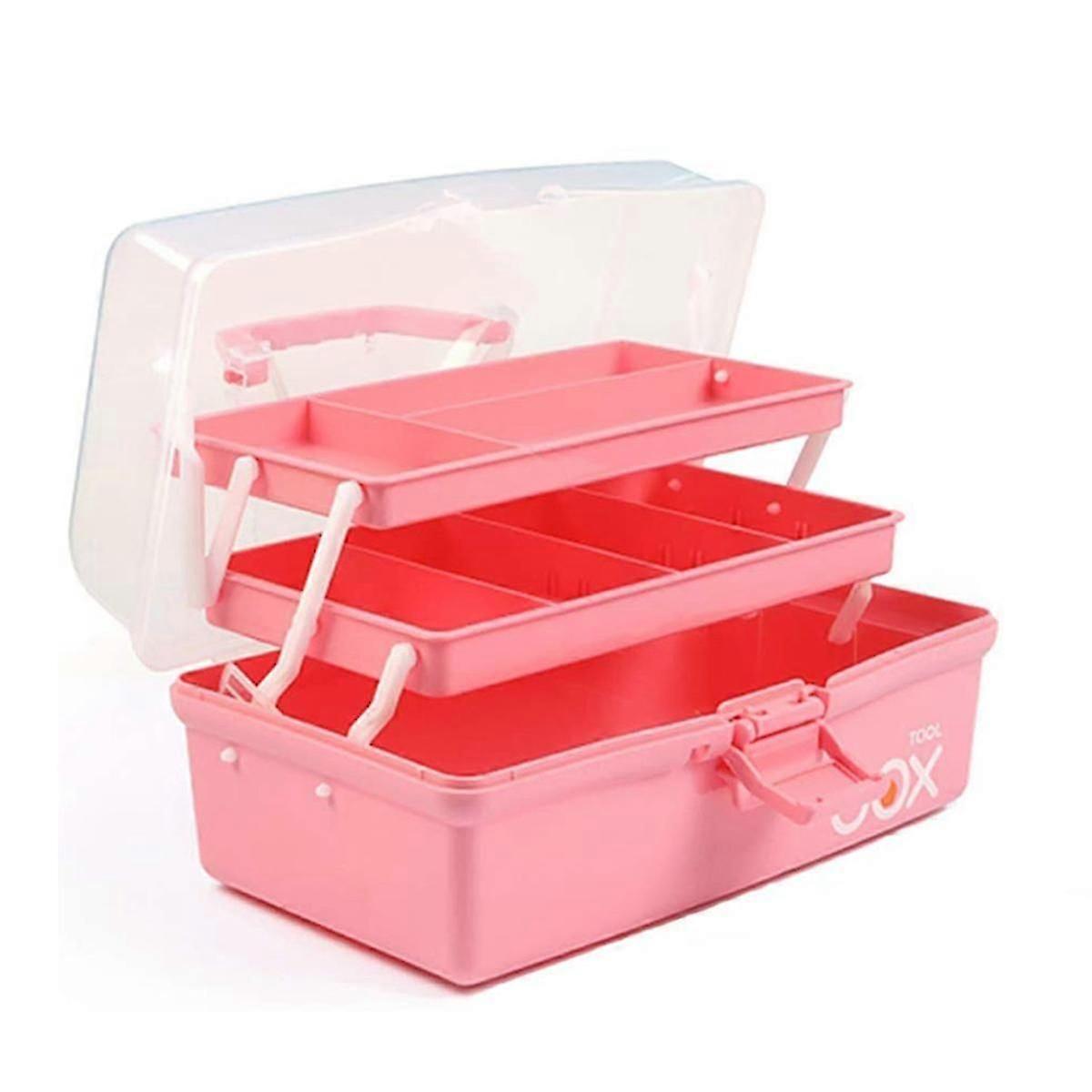 12in Three-Layer Multipurpose Storage Box, Folding Tool Box/Art & Crafts Case/Sewing Supplies Organ